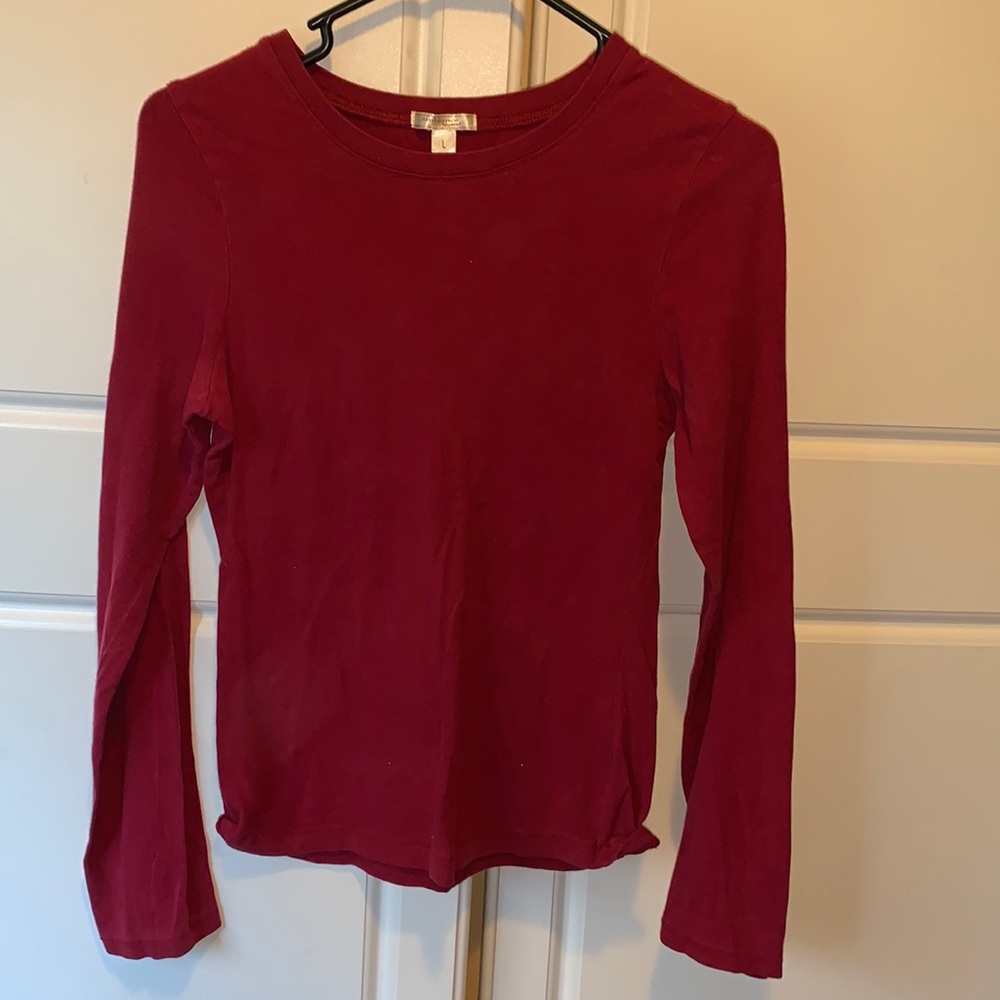 Large Ambiance Apparel red long sleeved shirt